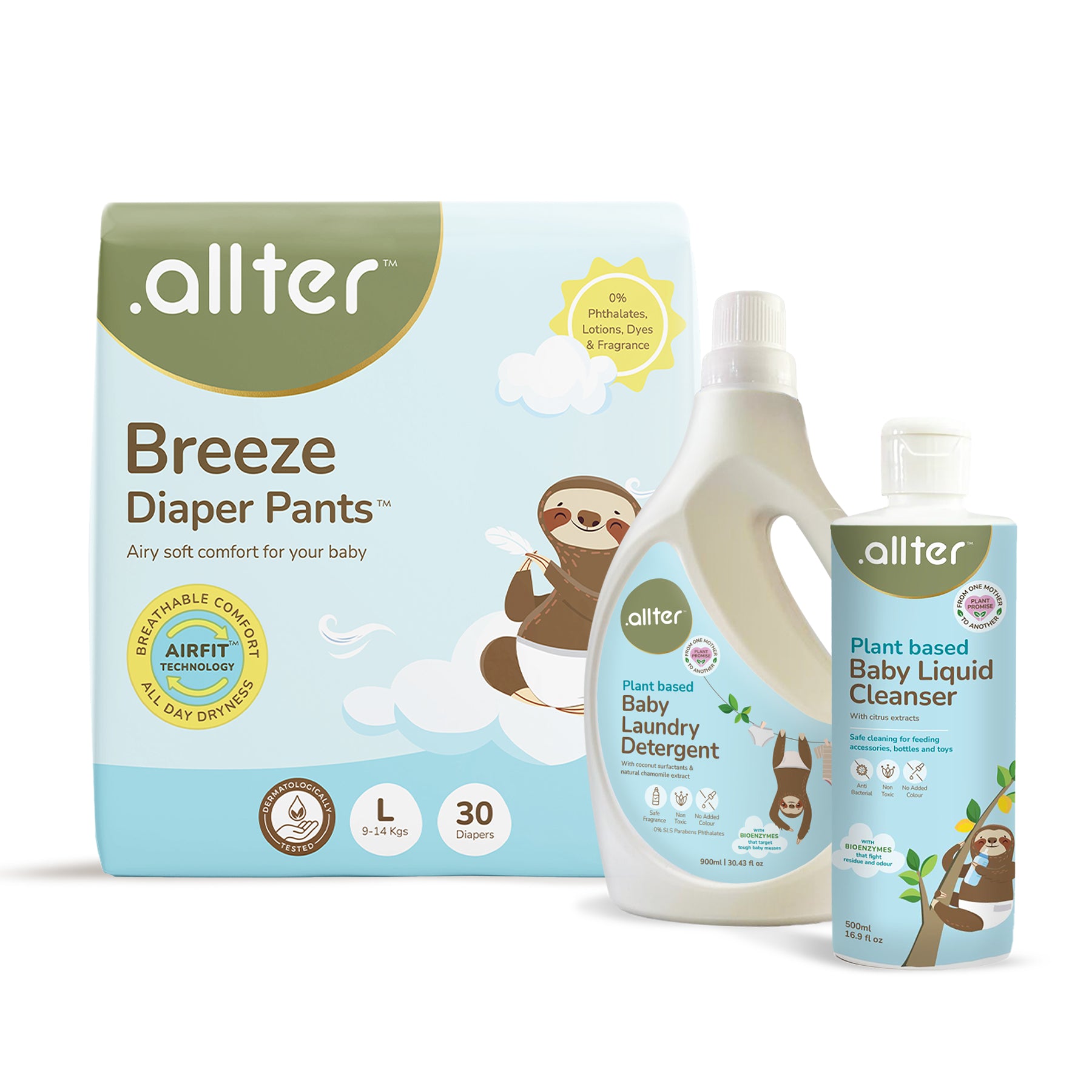 Complete Care Combo : Breeze Diapers, Baby Laundry Liquid & Cleanser (Pack of 3)