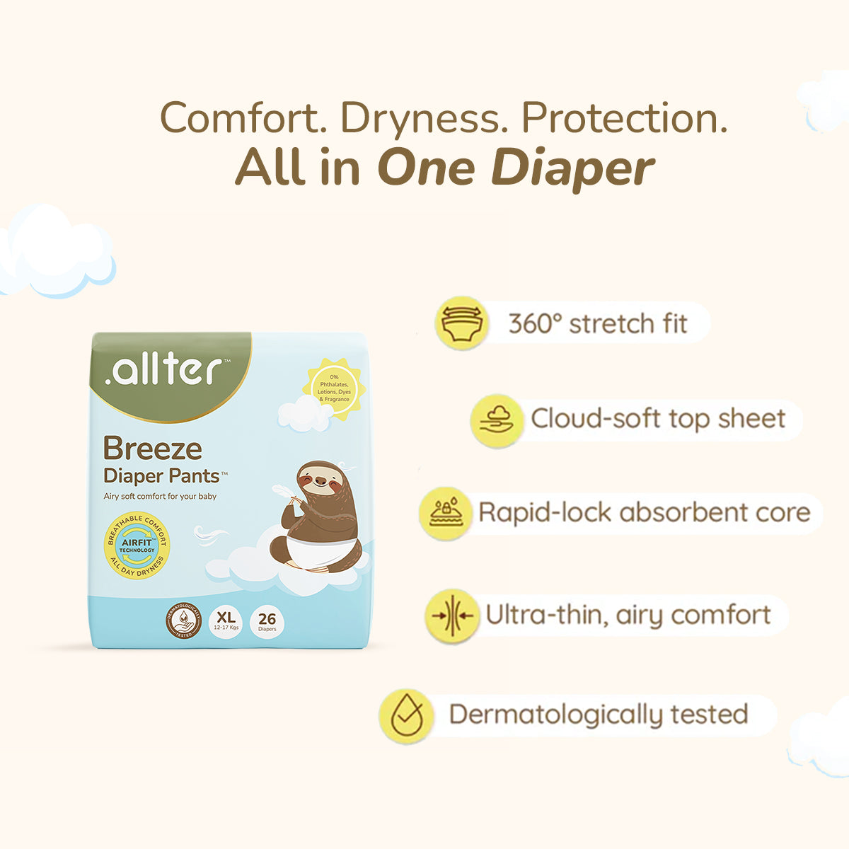 Comfort & Care Combo : Breeze Diapers & Baby Liquid Cleanser (Pack of 2)