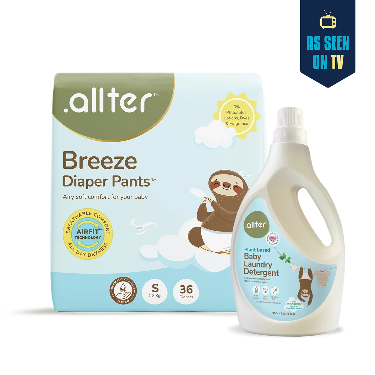 Comfort & Care Combo: Breeze Diapers & Baby Laundry Liquid (Pack of 2)