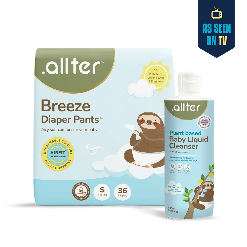 Comfort & Care Combo : Breeze Diapers & Baby Liquid Cleanser (Pack of 2)