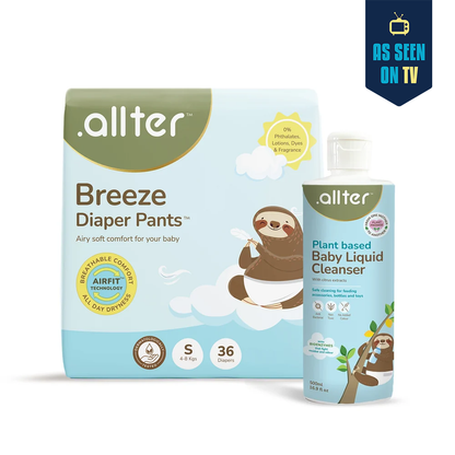 Comfort & Care Combo : Breeze Diapers & Baby Liquid Cleanser (Pack of 2)