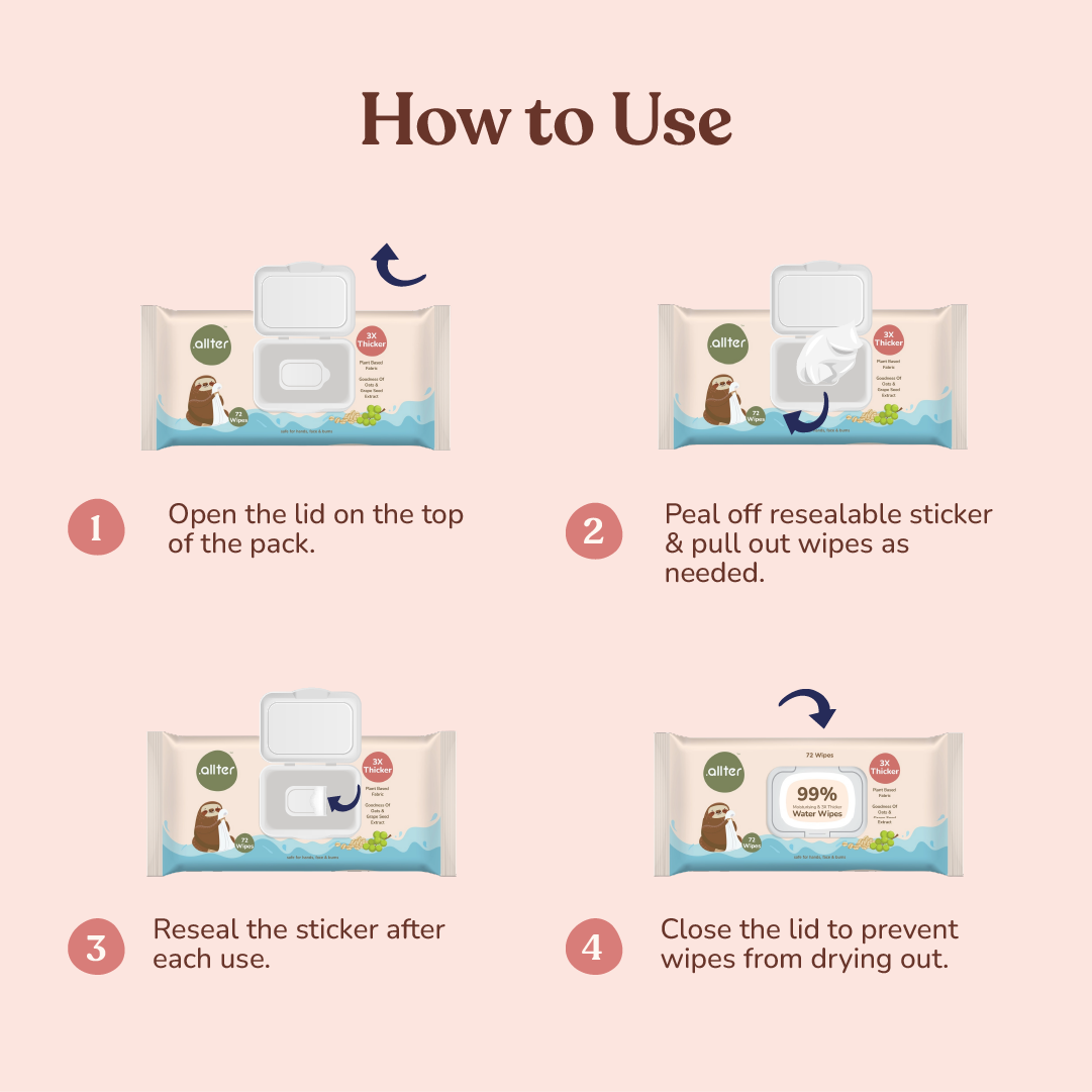 .allter Baby Wipes || 99% Water || Regular Pack || 72 Wipes Per Pack
