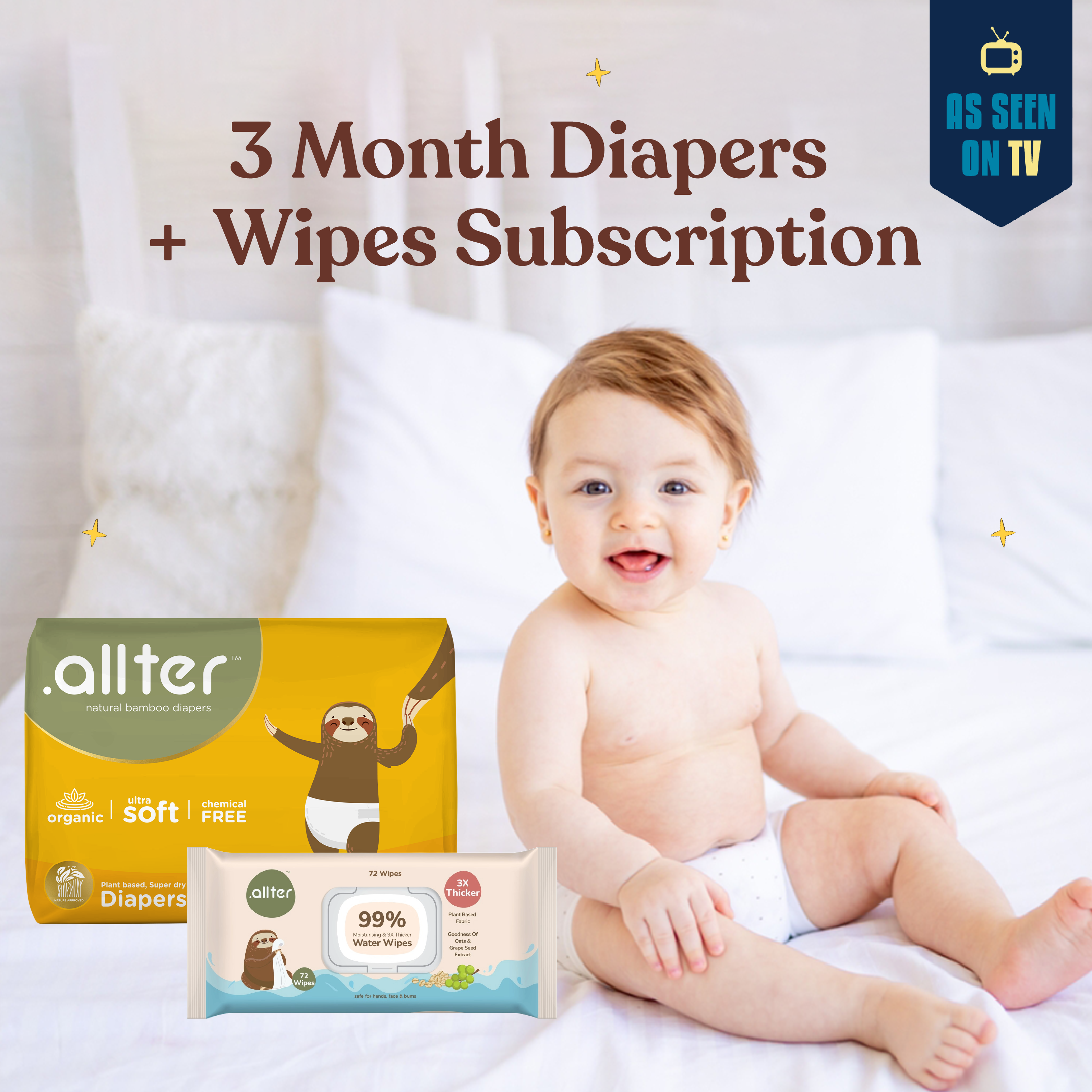 3 Month Subscription- Diaper and Wet Wipes