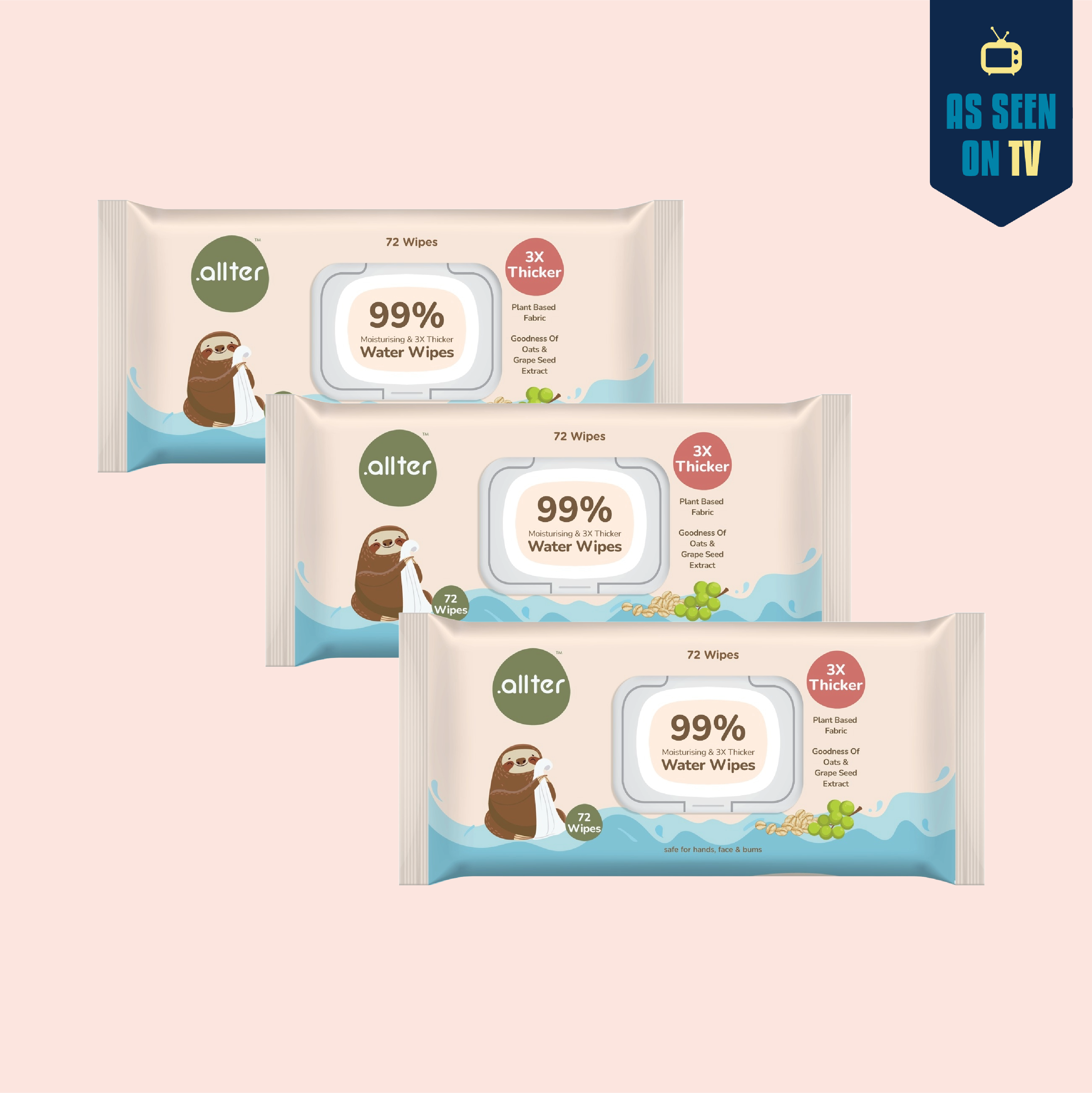 .allter Baby Wipes || 99% Water || 72 Wipes Per Pack
