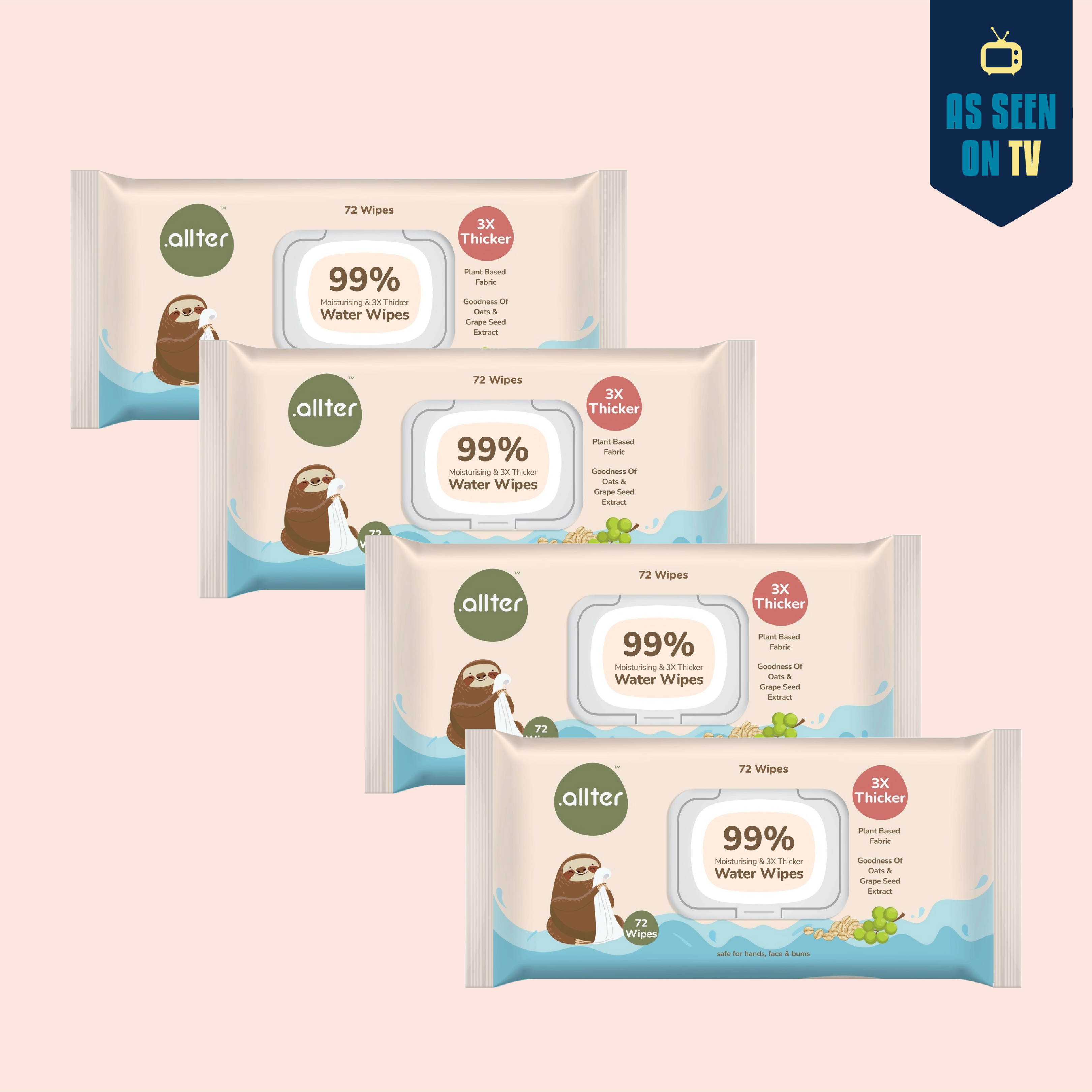 .allter Baby Wipes || 99% Water || 72 Wipes Per Pack