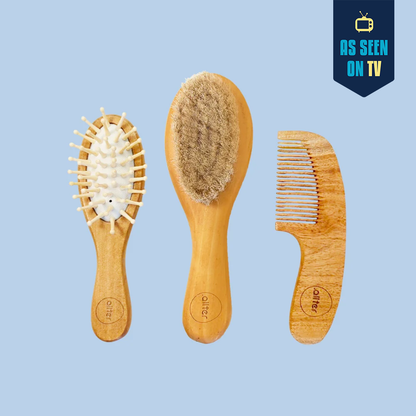 .allter Baby Hairbrush, Paddle Brush & Neem Comb – Set of 3