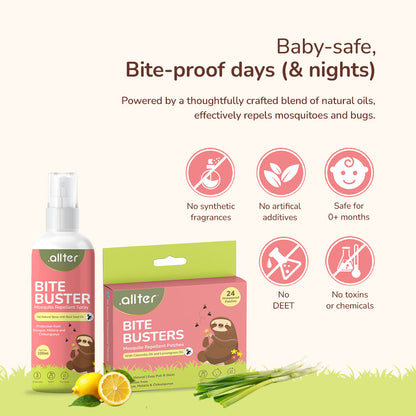 Summer Essentials Combo: Breeze Diapers, 99% Water Baby Wipes & Bite Buster Duo (Pack of 4)