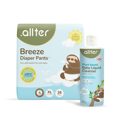 Comfort & Care Combo : Breeze Diapers & Baby Liquid Cleanser (Pack of 2)